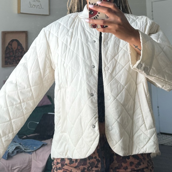 Cream rain material button up jacket - Picture 3 of 3